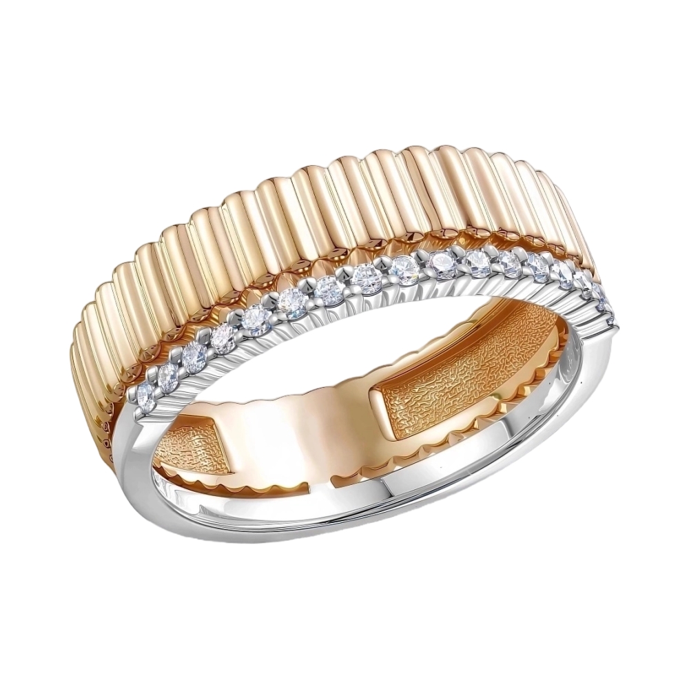 Кольцо из комбинированного золота с бриллиантами