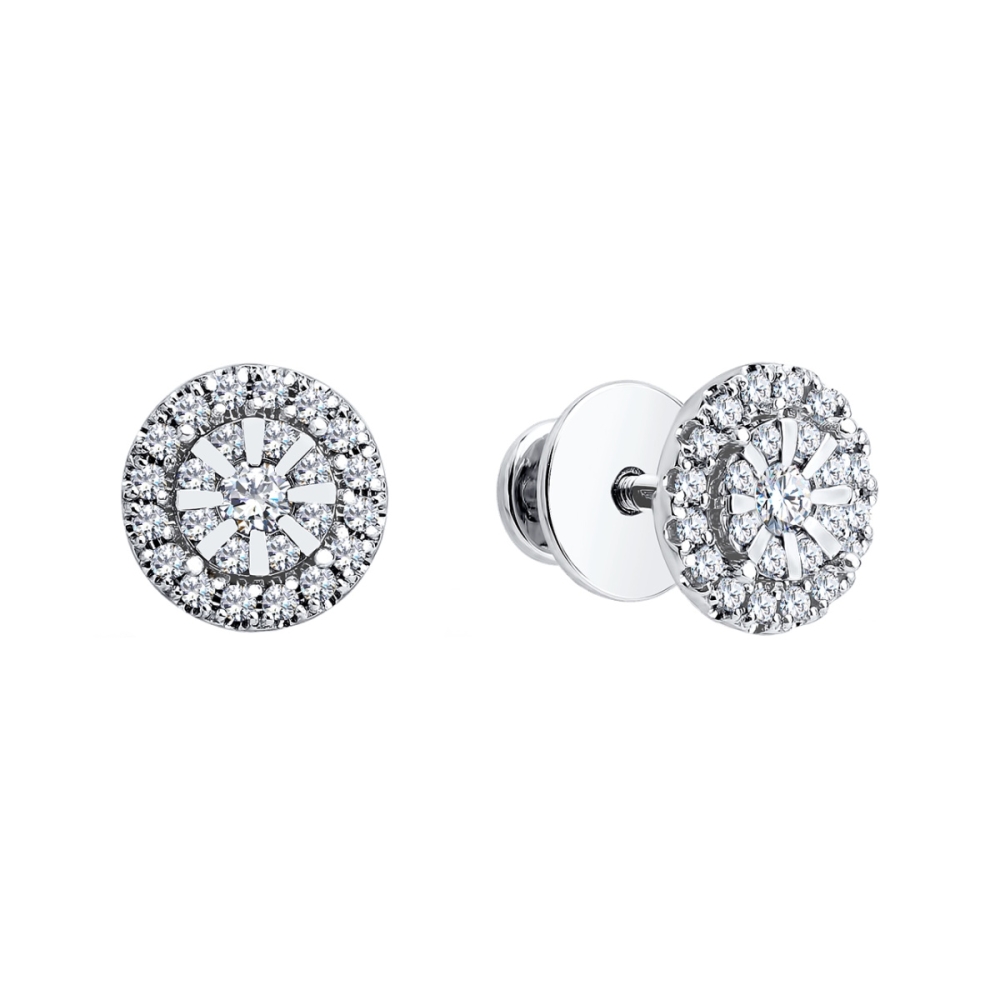 Ювелирное изделие - Серьги из белого золота с бриллиантами в магазине Best-Gold 151746