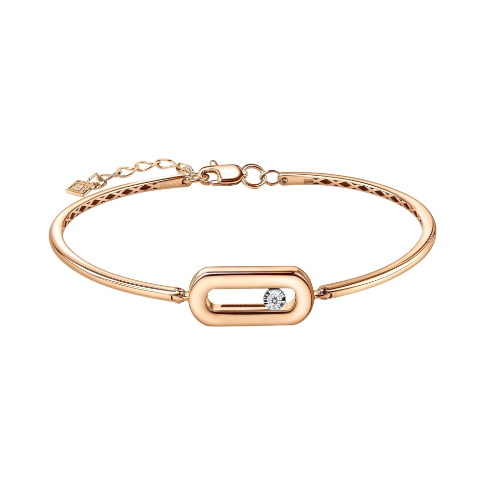 Ювелирное изделие - Браслет жесткий из красного золота с бриллиантами в магазине Best-Gold 150692