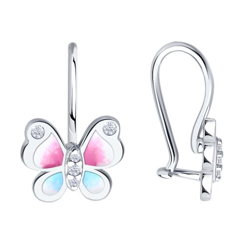 Ювелирное изделие - Серьги из серебра с фианитами и эмалью в магазине Best-Gold 152801