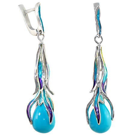 Ювелирное изделие - Серьги из серебра с янтарем в магазине Best-Gold 048593