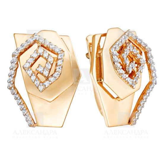 Ювелирное изделие - Серьги из красного золота с фианитами в магазине Best-Gold 034751