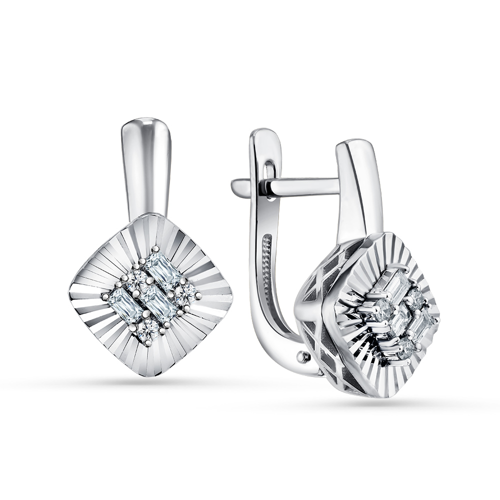 Ювелирное изделие - Серьги из белого золота с бриллиантами в магазине Best-Gold 144903