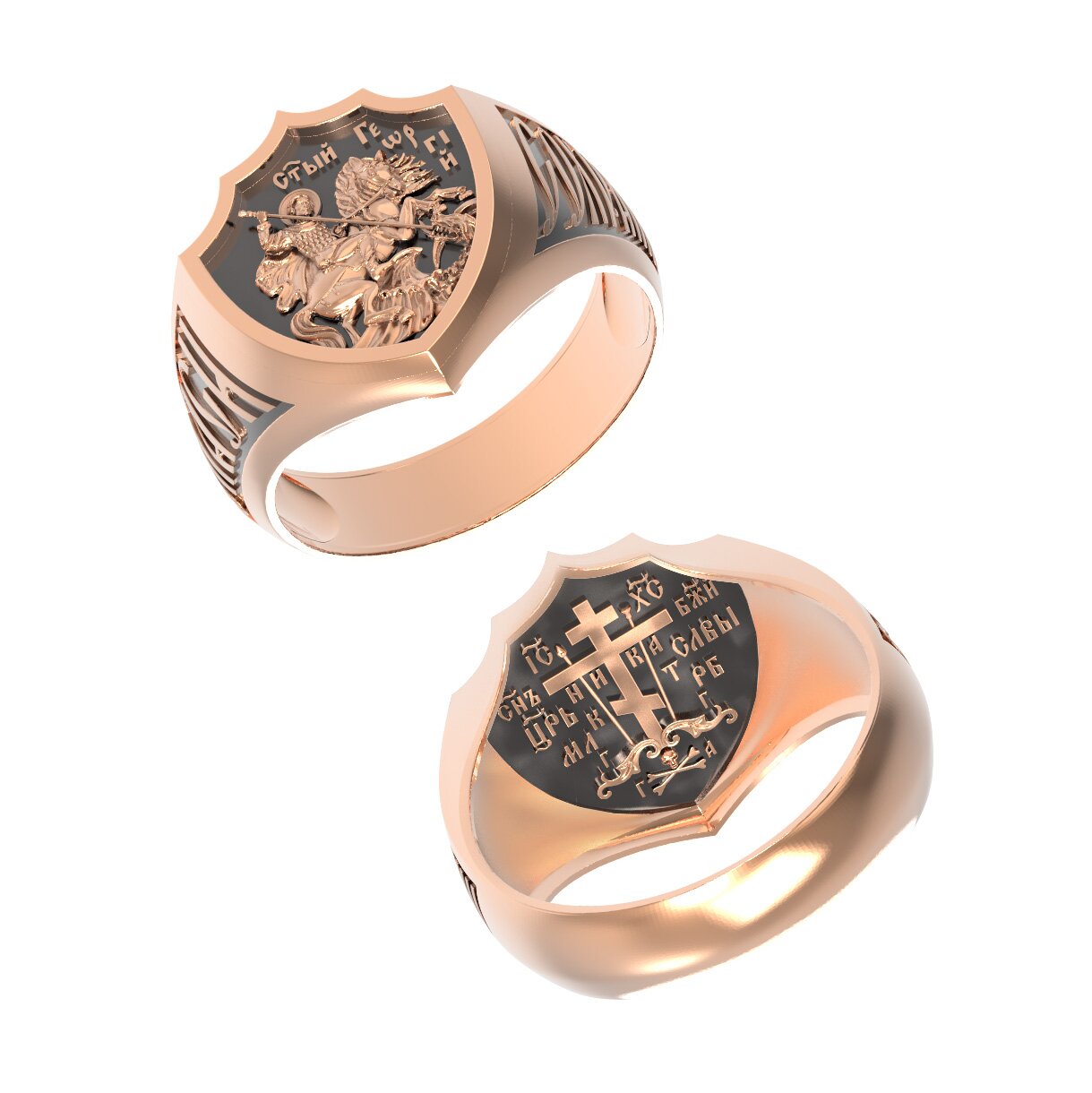 Печатка мужская из красного золота