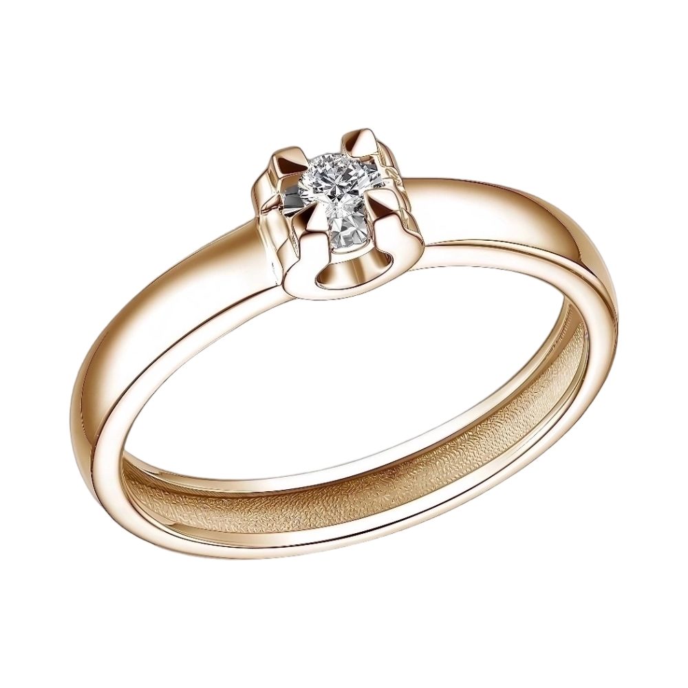 Ювелирное изделие - Кольцо помолвочное из красного золота с бриллиантом в магазине Best-Gold 145611