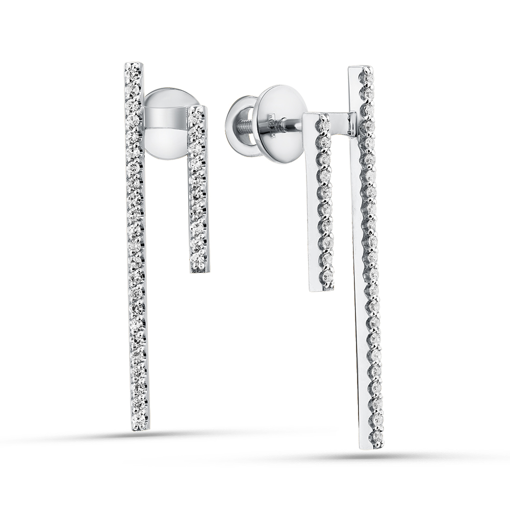 Ювелирное изделие - Серьги из белого золота с бриллиантами в магазине Best-Gold 144908