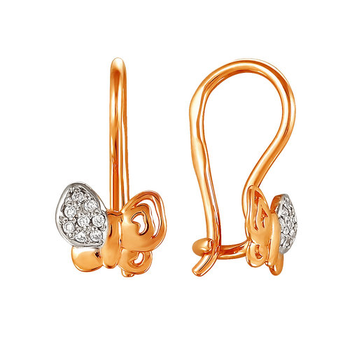 Ювелирное изделие - Серьги из красного золота с фианитами в магазине Best-Gold 141527