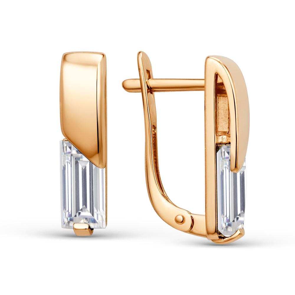Ювелирное изделие - Серьги из красного золота с фианитами в магазине Best-Gold 122894