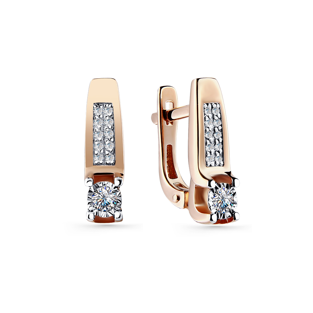 Ювелирное изделие - Серьги из красного золота с бриллиантам в магазине Best-Gold 141682