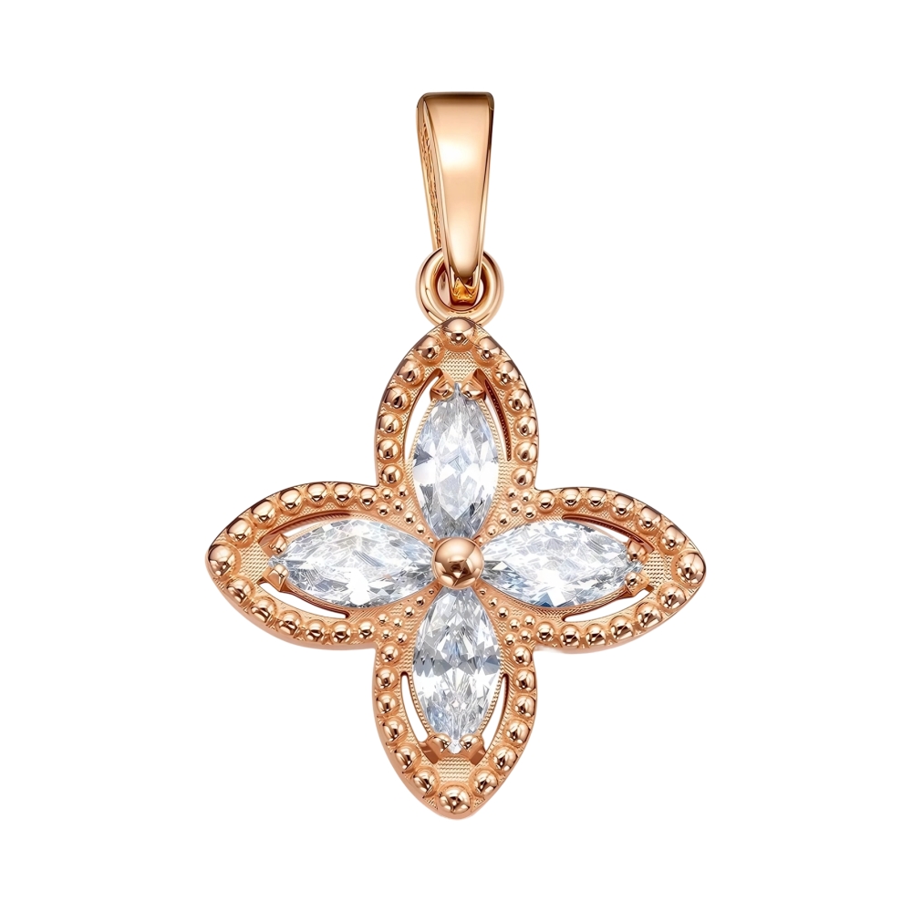 Ювелирное изделие - Подвеска из красного золота с фианитами в магазине Best-Gold 147617