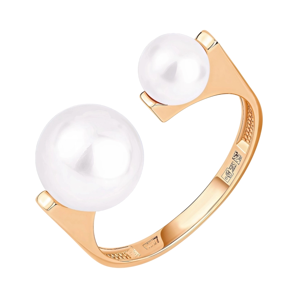 Кольцо из красного золота с жемчугом