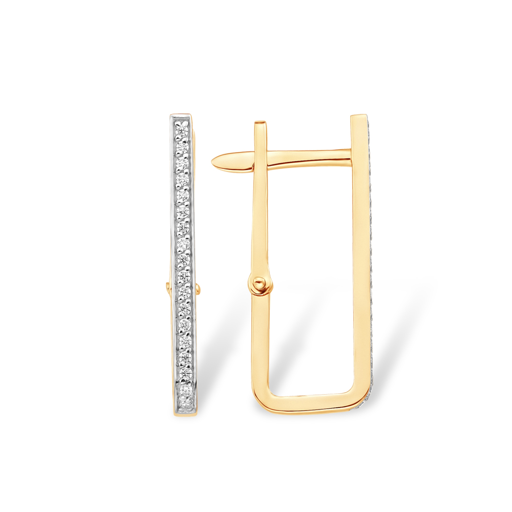 Серьги из красного золота с фианитами