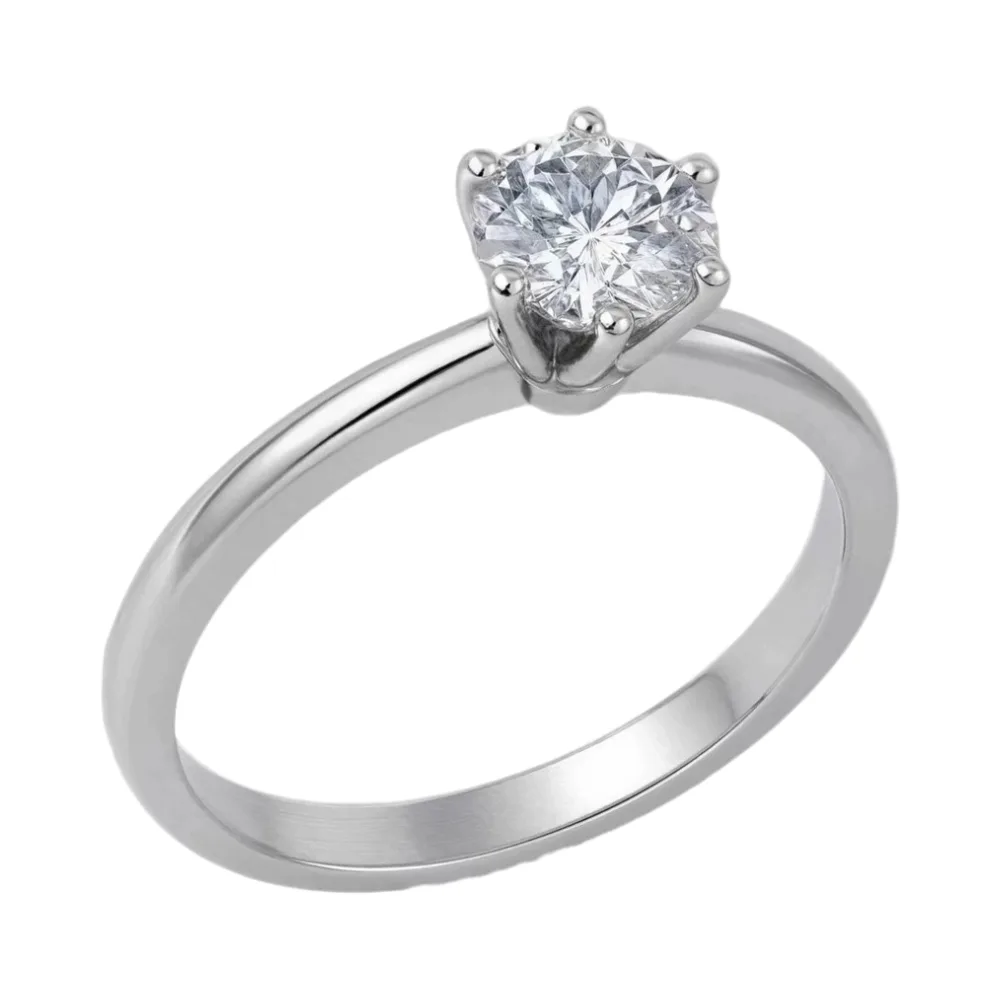 Кольцо помолвочное из белого золота с бриллиантом