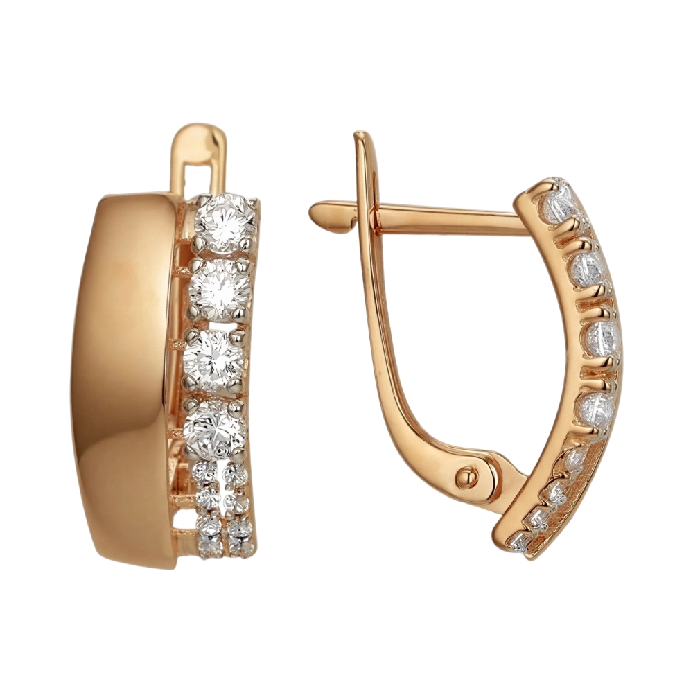 Ювелирное изделие - Серьги из красного золота с фианитами в магазине Best-Gold 143655