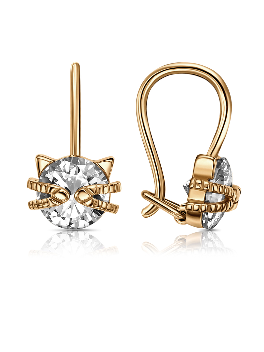 Ювелирное изделие - Серьги из красного золота с фианитами в магазине Best-Gold 134483