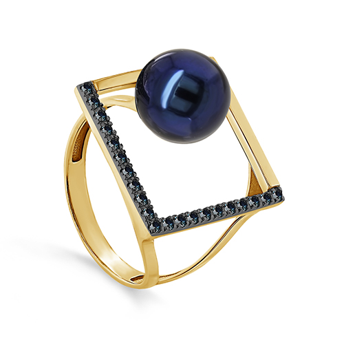 Ювелирное изделие - Кольцо из жёлтого золота с жемчугом и бриллиантами в магазине Best-Gold 122770