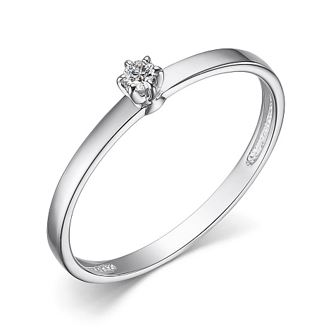 Кольцо помолвочное из белого золота с бриллиантом