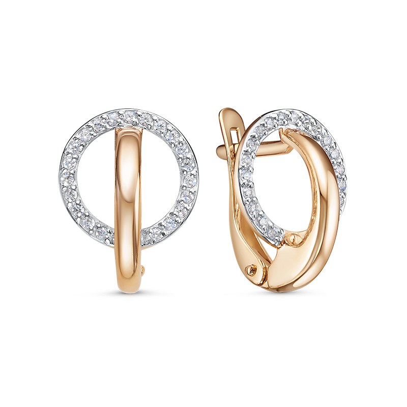 Ювелирное изделие - Серьги из красного золота с фианитами в магазине Best-Gold 133086