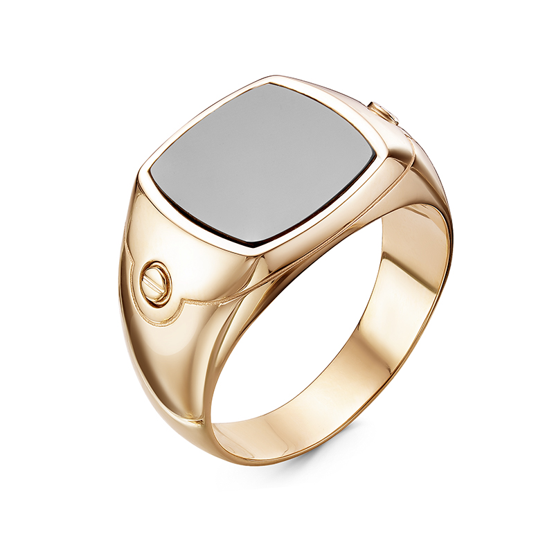 Ювелирное изделие - Мужская печатка из красного золота с фианитом в магазине Best-Gold 152096