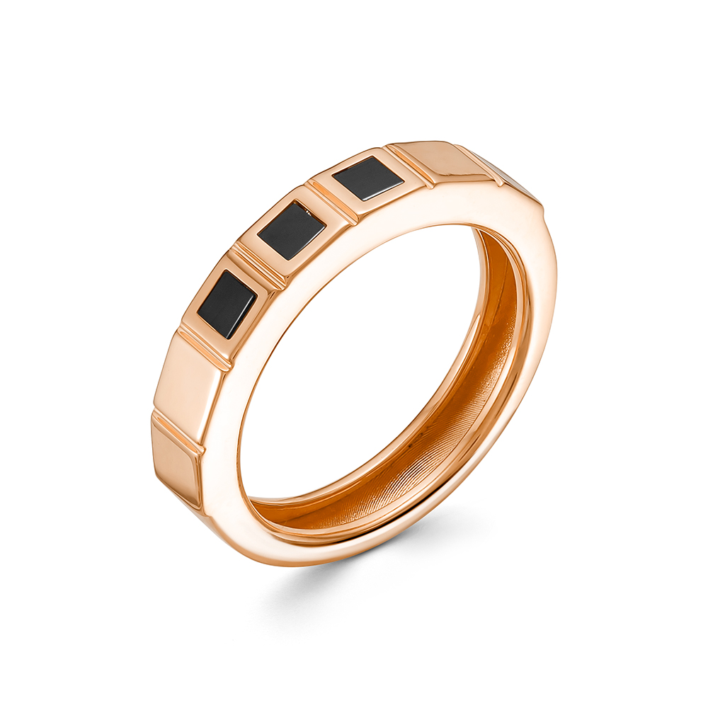 Кольцо из красного золота с ониксом