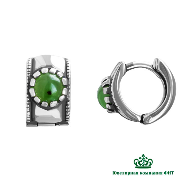 Ювелирное изделие - Серьги из серебра с нефритом в магазине Best-Gold 153196