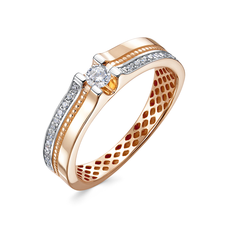 Кольцо из красного золота с фианитами