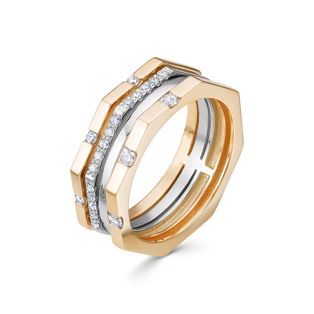 Ювелирное изделие - Обручальное кольцо из комбинированного золота с бриллиантами в магазине Best-Gold 040702