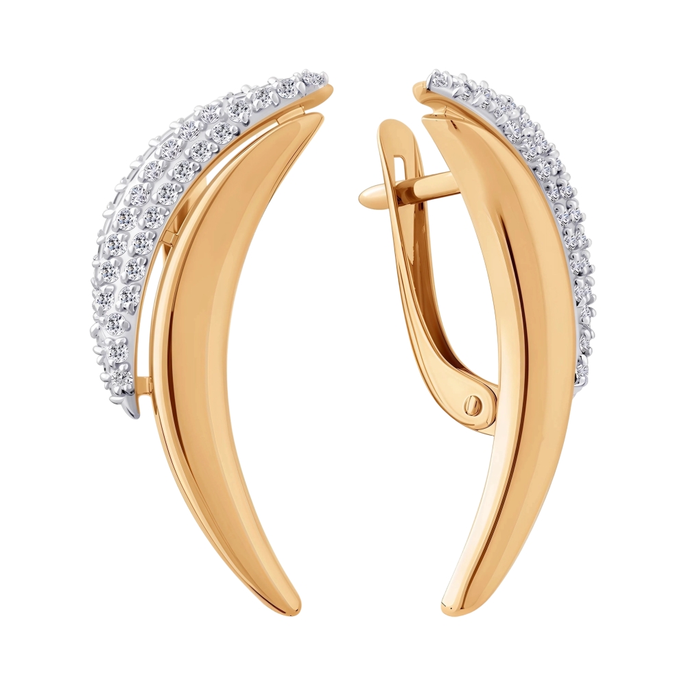 Ювелирное изделие - Серьги из красного золота с фианитами в магазине Best-Gold 155409