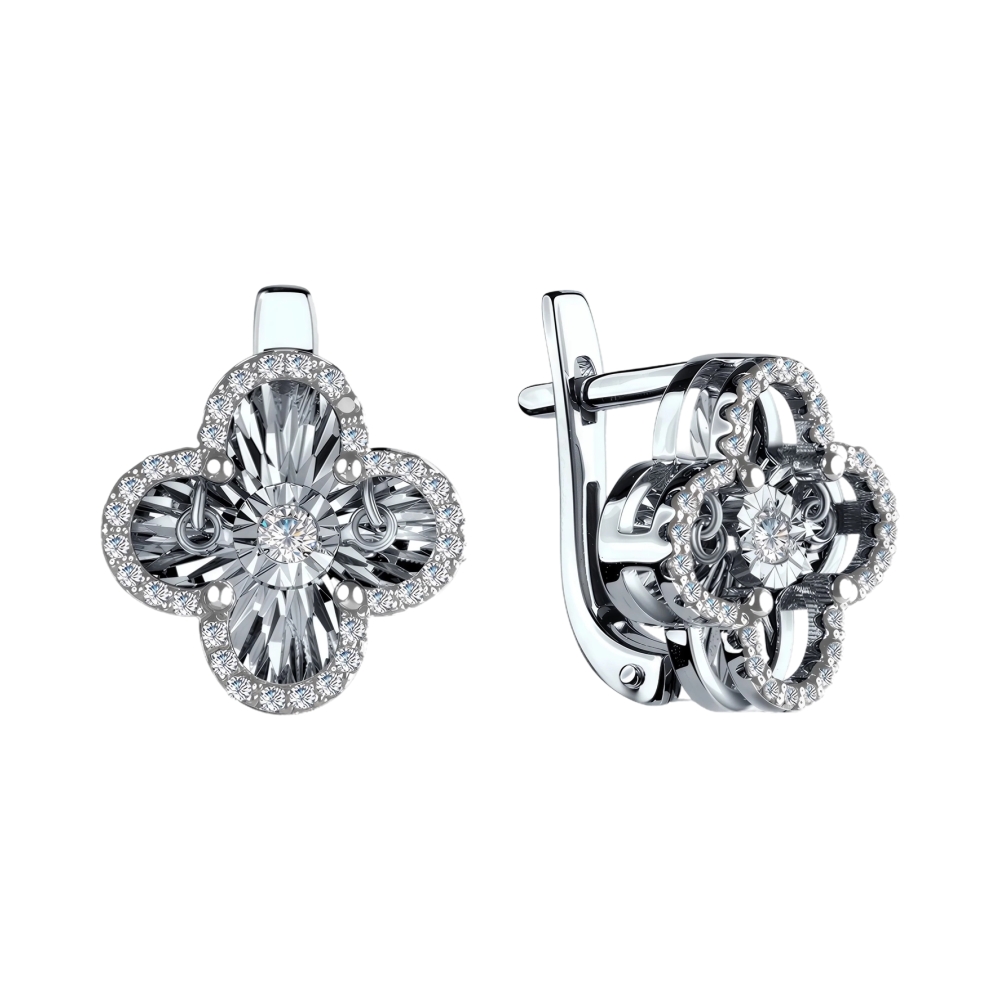 Ювелирное изделие - Серьги из белого золота с бриллиантами в магазине Best-Gold 156117