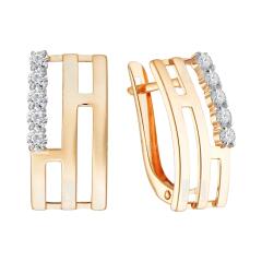 Ювелирное изделие - Серьги из жёлтого золота с фианитами в магазине Best-Gold 034585