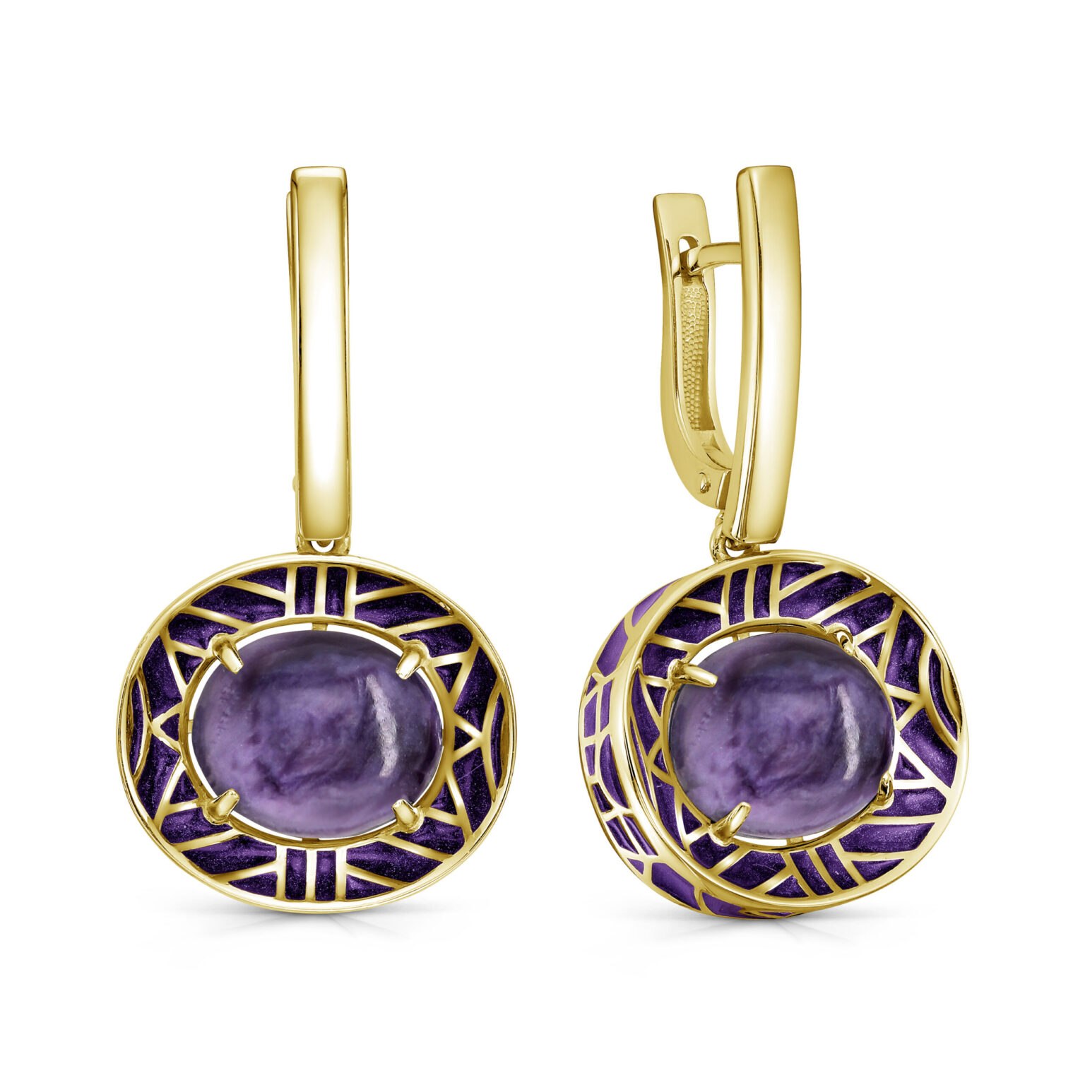 Ювелирное изделие - Серьги из серебра с чароитом в магазине Best-Gold 156900