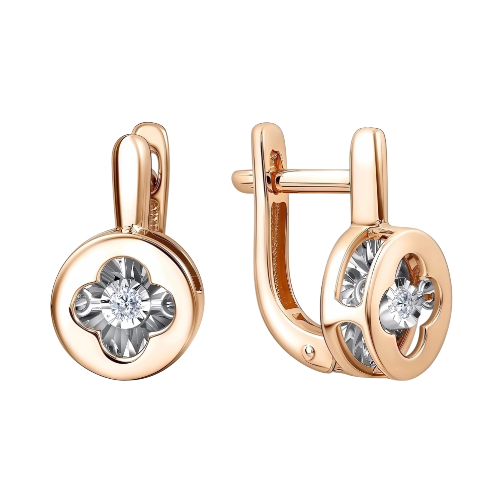 Ювелирное изделие - Серьги из красного золота с бриллиантами в магазине Best-Gold 156115