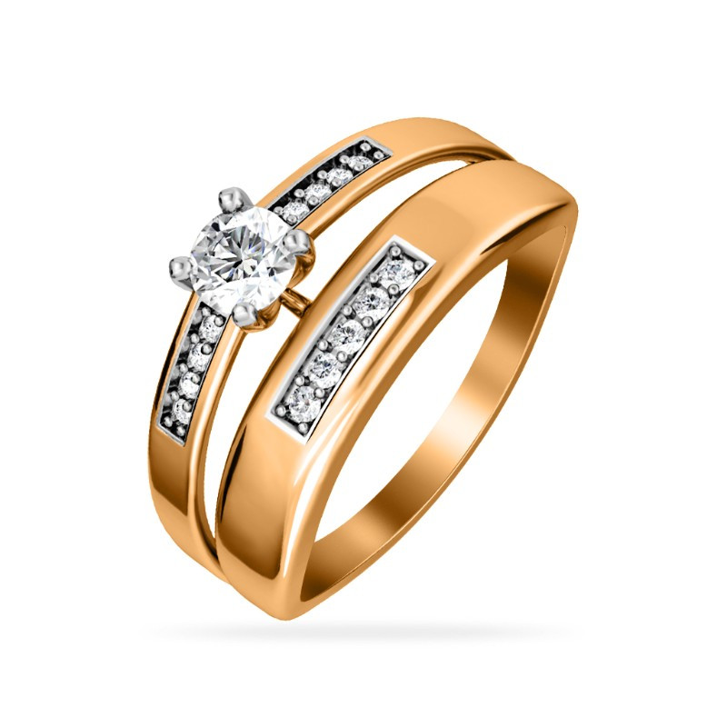 Ювелирное изделие - Кольцо из жёлтого золота с фианитами в магазине Best-Gold 034016