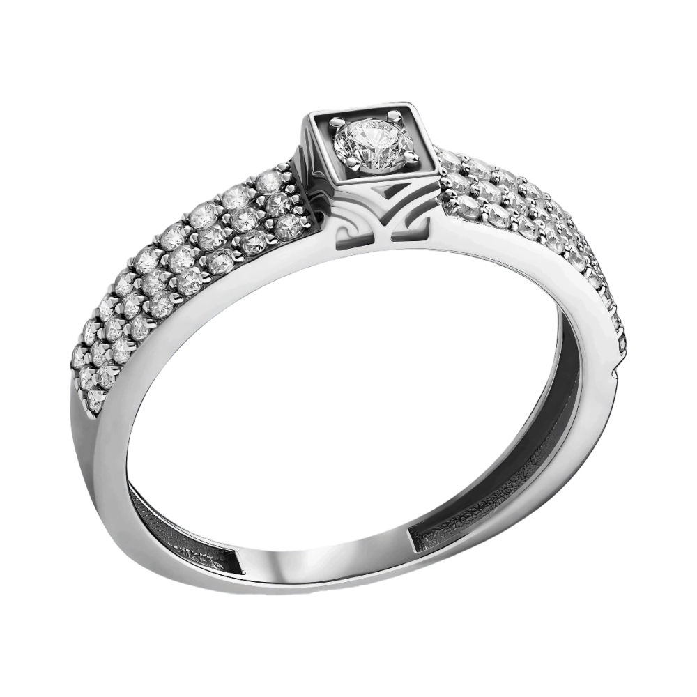 Ювелирное изделие - Кольцо из белого золота с фианитами в магазине Best-Gold 146840