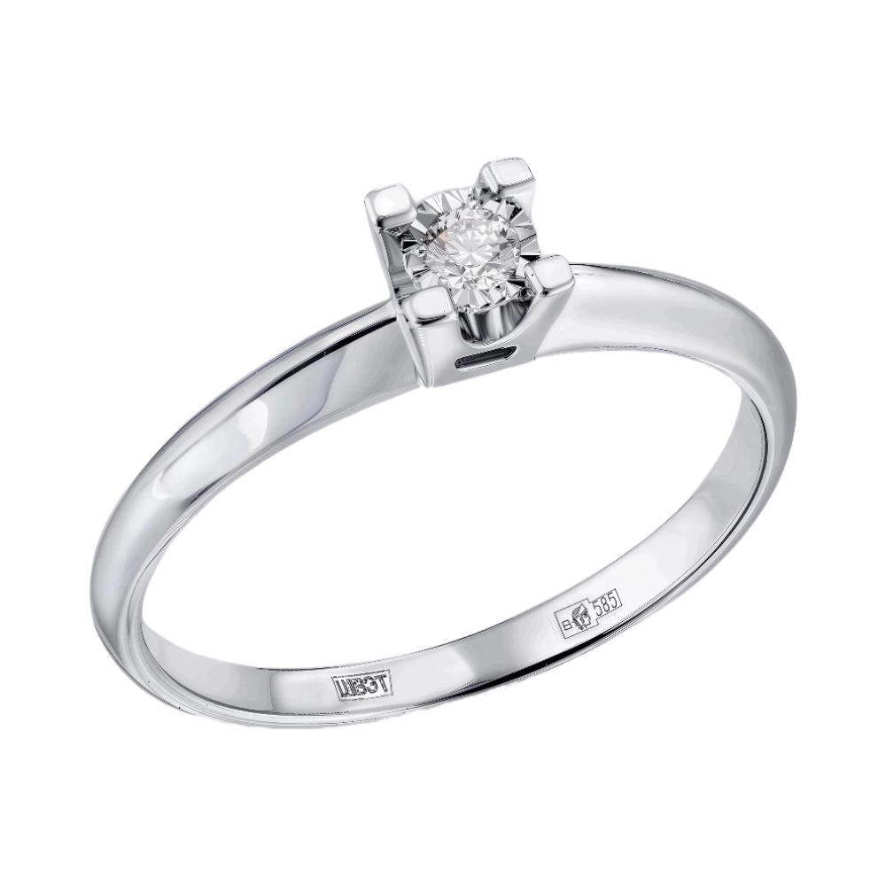 Ювелирное изделие - Кольцо помолвочное из белого золота с бриллиантом в магазине Best-Gold 148774