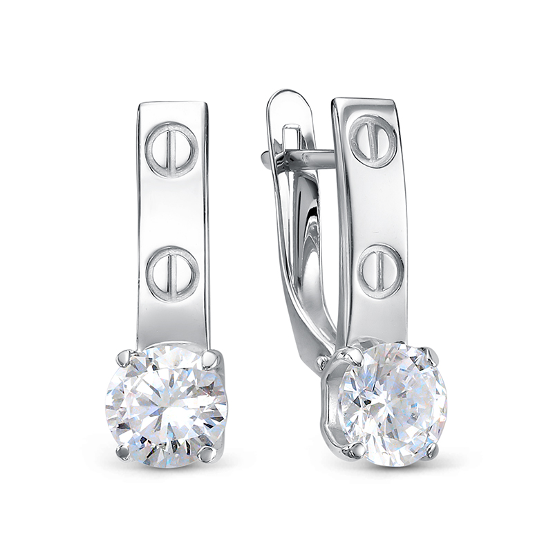 Серьги из серебра с фианитами