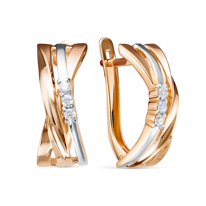 Ювелирное изделие - Серьги из красного золота с фианитами в магазине Best-Gold 133071