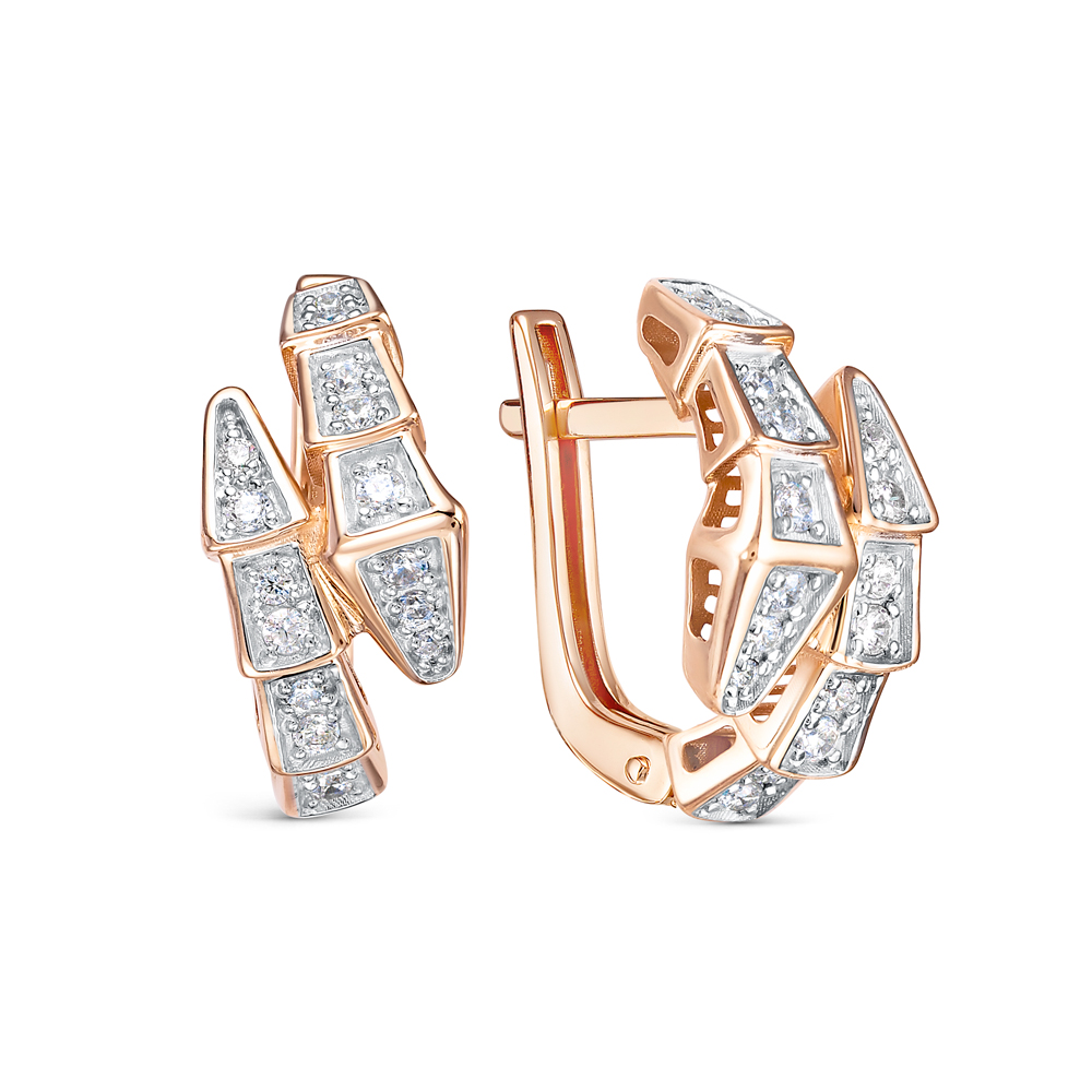 Ювелирное изделие - Серьги из красного золота с фианитами в магазине Best-Gold 125977