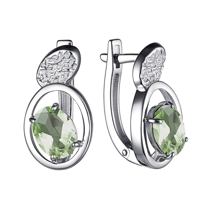 Ювелирное изделие - Серьги из серебра с празиолитом в магазине Best-Gold 146638