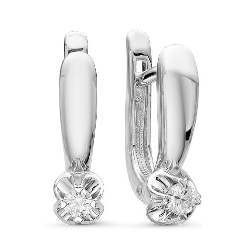 Ювелирное изделие - Серьги из белого золота с бриллиантами в магазине Best-Gold 091016