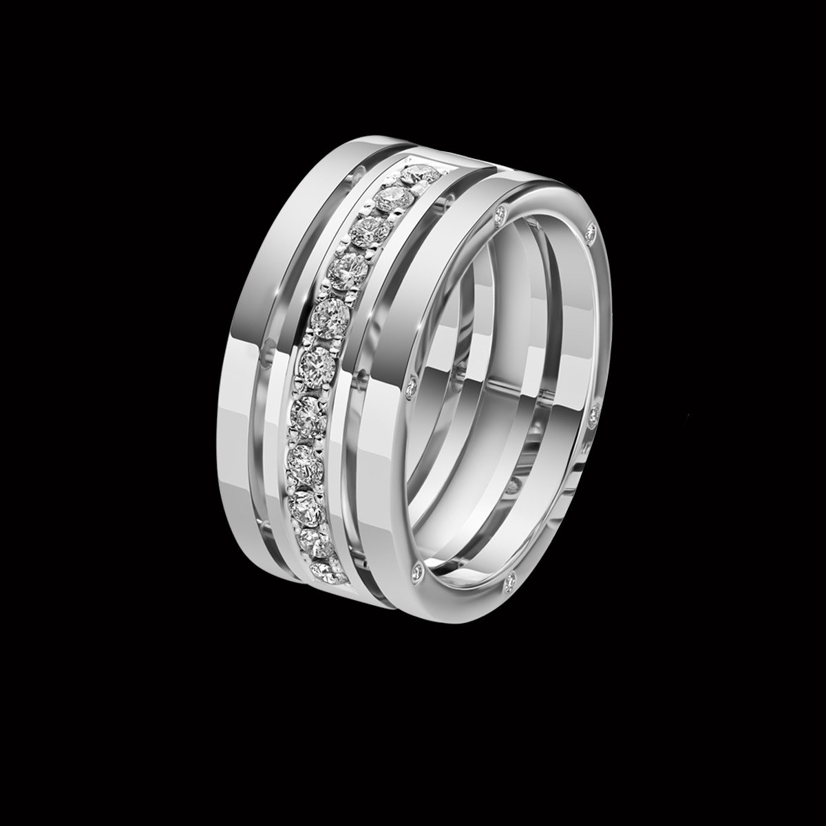 Обручальное кольцо из белого золота с бриллиантами