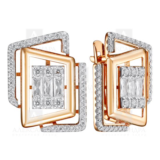 Ювелирное изделие - Серьги из красного золота с фианитами в магазине Best-Gold 154336