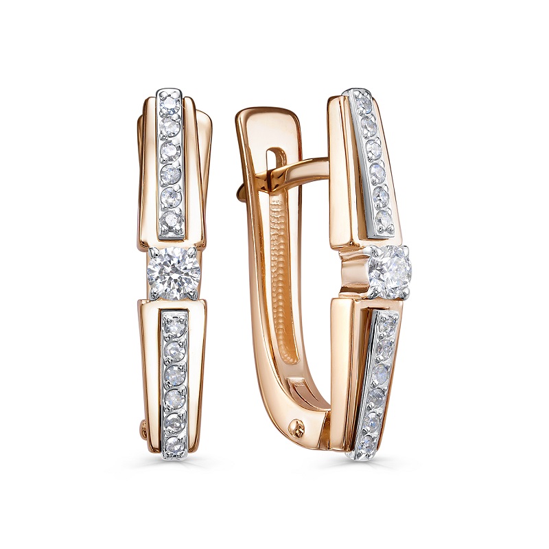 Ювелирное изделие - Серьги из красного золота с бриллиантами в магазине Best-Gold 154949