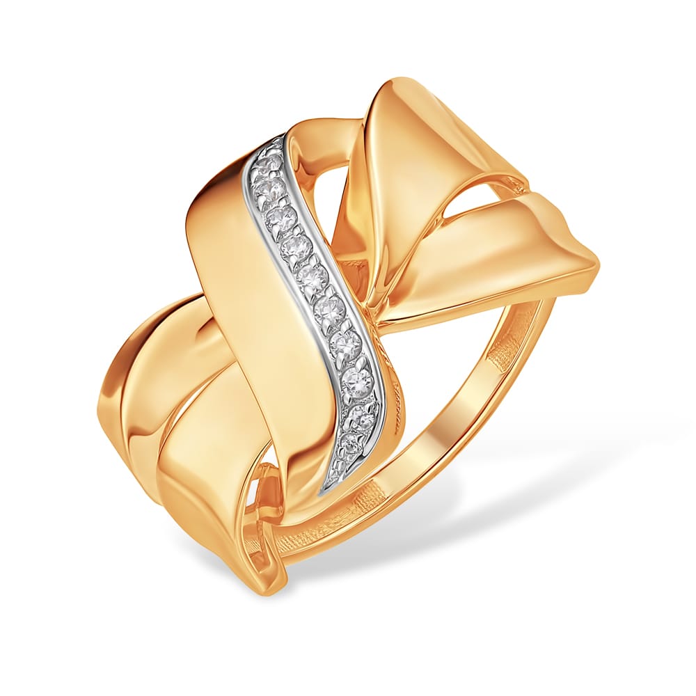 Кольцо из красного золота с фианитами