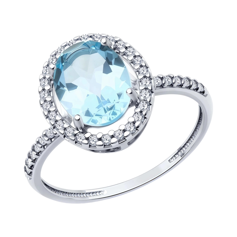 Ювелирное изделие - Кольцо из серебра с топазом и фианитами в магазине Best-Gold 152534