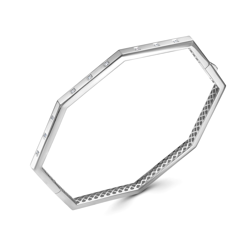 Браслет жесткий из белого золота с бриллиантам