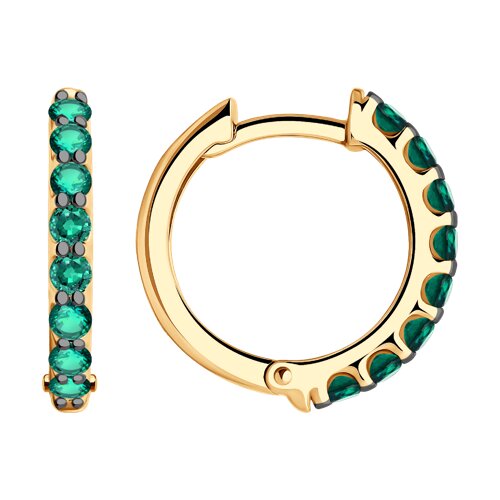 Серьги из красного золота с изумрудами