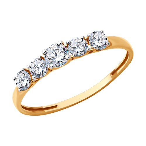 Кольцо из красного золота с фианитами