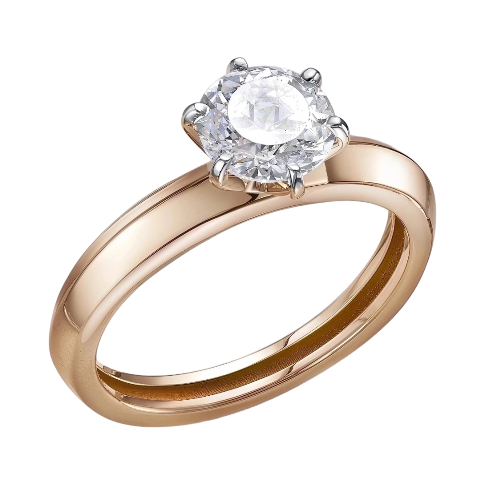 Ювелирное изделие - Кольцо из красного золота с бриллианитом в магазине Best-Gold 028786