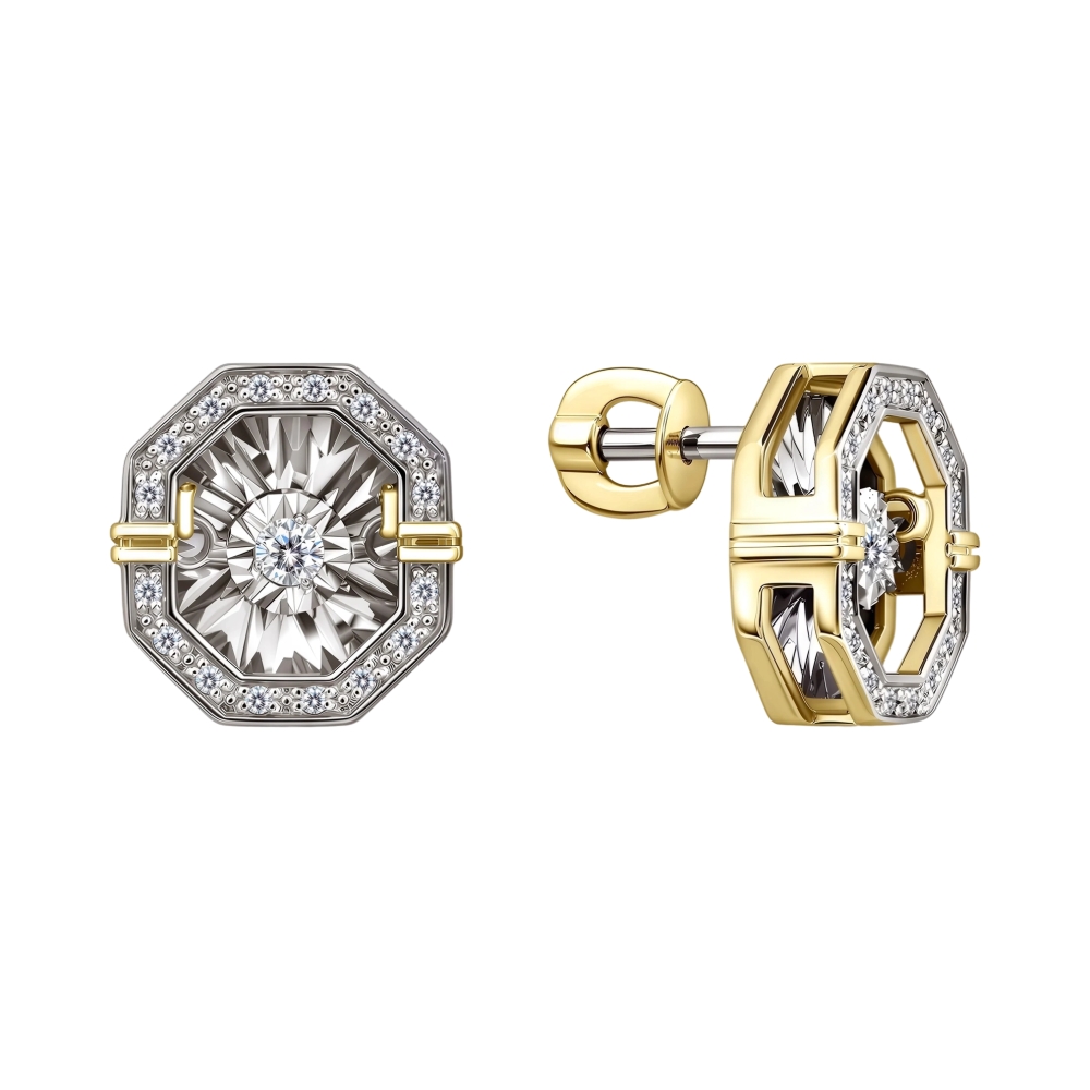 Ювелирное изделие - Серьги из желтого золота с бриллиантами в магазине Best-Gold 152121